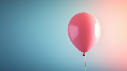Pink Balloon Against Blue and Pink Gradient Background.