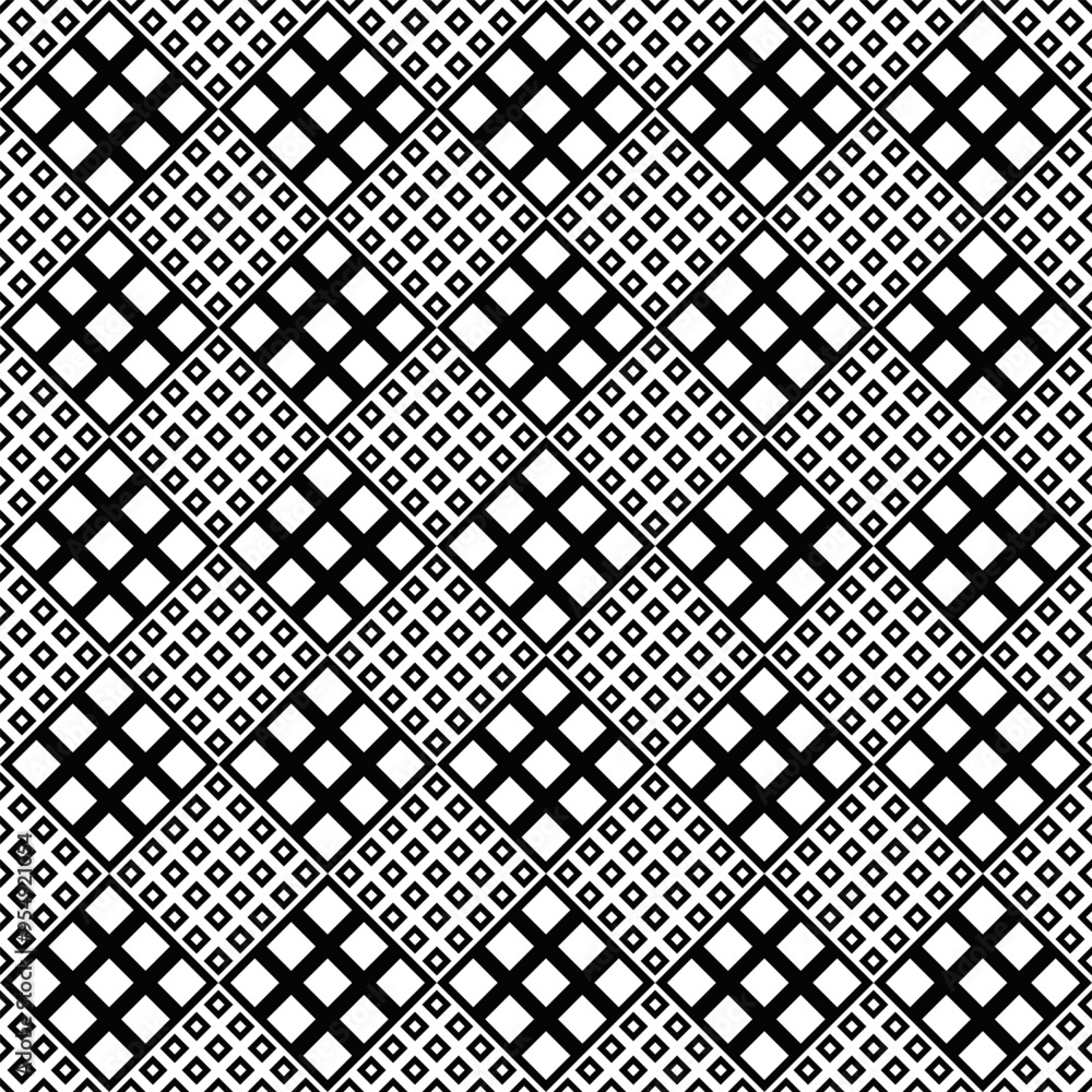 Poster black and white diagonal square pattern background - repeating monochrome abstract vector graphic de