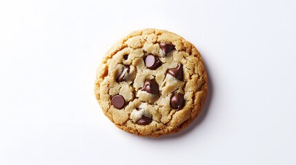 Chocolate Chip Cookie on White Background.