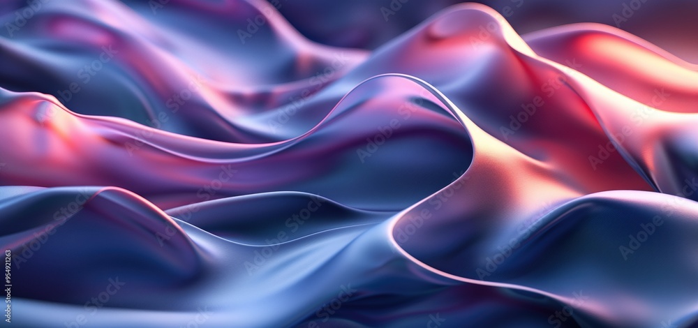 Poster abstract close-up of glossy multicolored fabric with soft, flowing curves.
