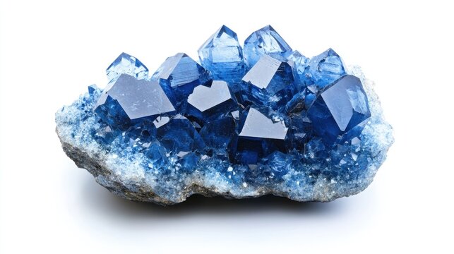 Blue Crystal Cluster on White Background