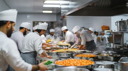 Bustling Sikh Temple Kitchen Preparing Langar Communal Meal
