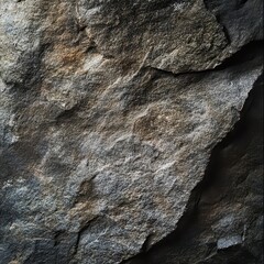 Fototapeta premium Close-Up Texture of Rough Dark Grey Stone with White Veins and Cracks.