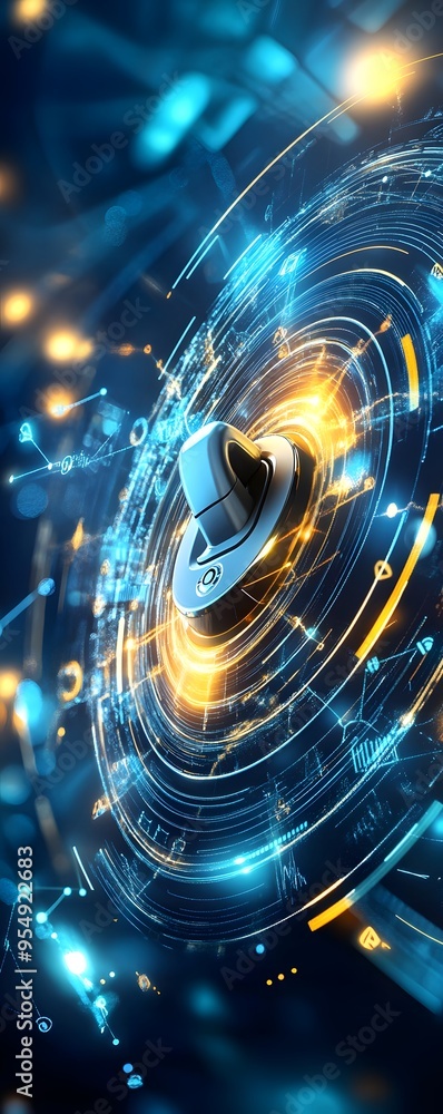 Aufkleber abstract technology background with glowing circles and lines.