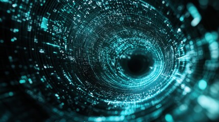 Abstract Blue Digital Tunnel, Futuristic Technology Background, 3D Render.