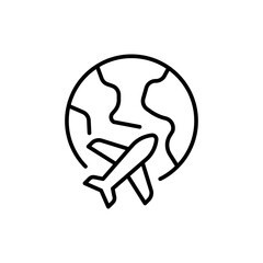 World flight outline icons, minimalist vector illustration ,simple transparent graphic element .Isolated on white background