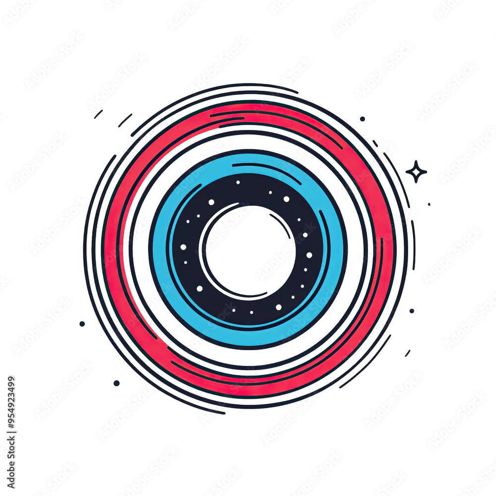 Poster a vibrant geometric design featuring concentric circles in blue and red, perfect for modern backgrou