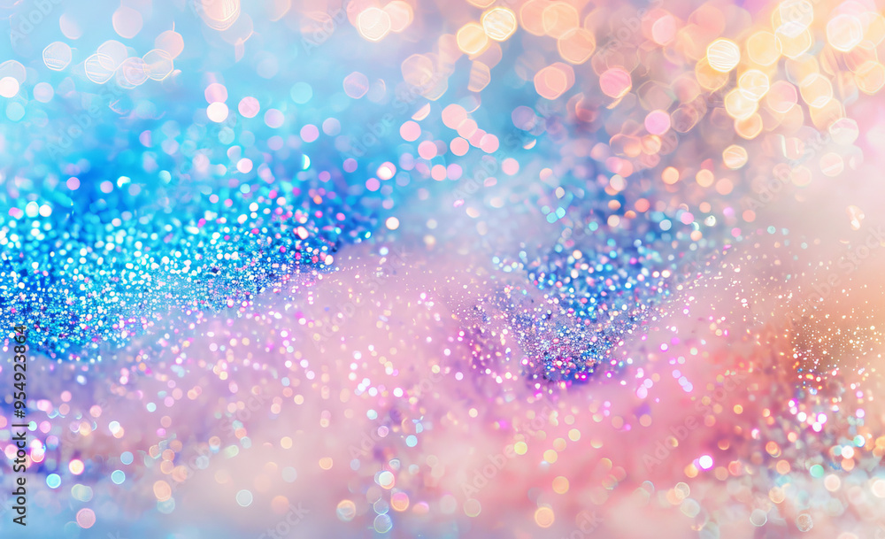 Poster abstract christmas festive glitter background with bokeh lights and sparkling particles. shiny white