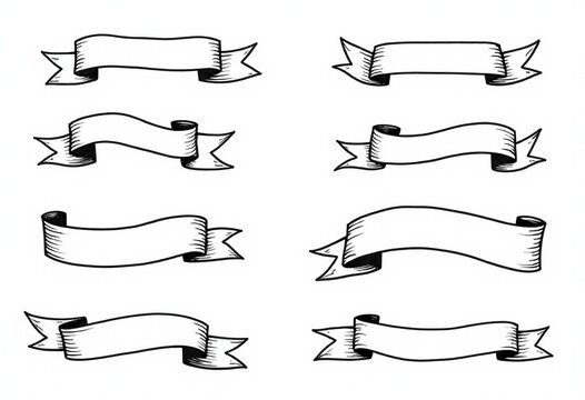 Hand Drawn Ribbon Banners | Transparent Background | Digital Scrapbooking