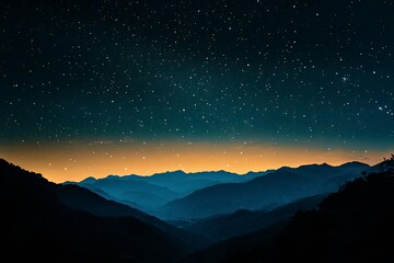 movement of stars in the night sky with the view of mountains , ai