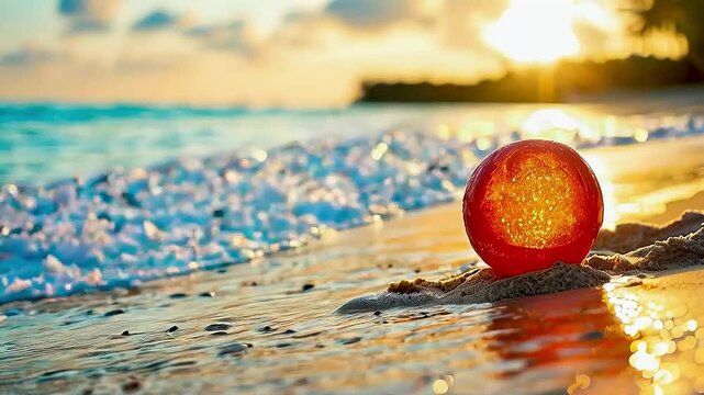 a beach ball on the sand