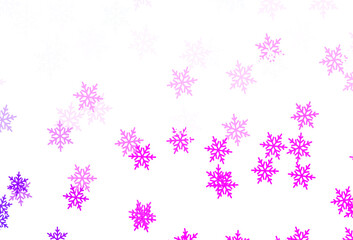 Light Purple, Pink vector template with ice snowflakes, stars.