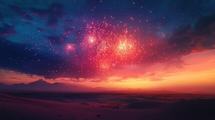 Fototapeta premium Breathtaking Fireworks Display Over Scenic Landscape