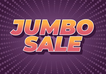Jumbo sale. Text effect in modern colors with 3D style