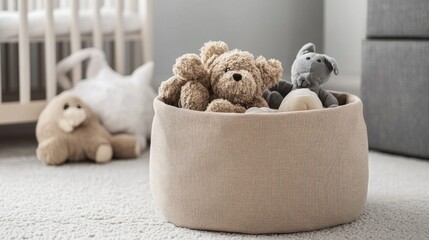 Toy Basket in a Baby Nursery