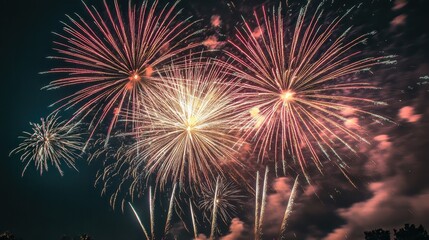 Obraz premium Vibrant Fireworks Display Lighting Up the Night Sky