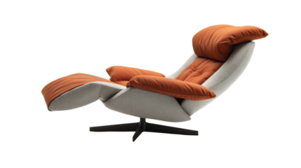 A stylish and comfortable modern armchair, upholstered in a luxurious fabric, perfect for relaxing at home. The chair features a unique design and vibrant color, adding a touch of elegance to any livi