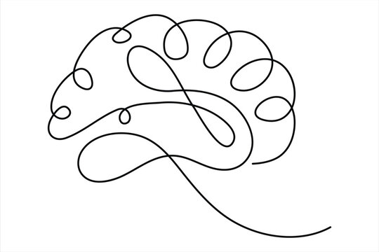 recommend clip art: Continuous one line drawing of human brain. Hand drawn minimalism style. brain line art vector illustration