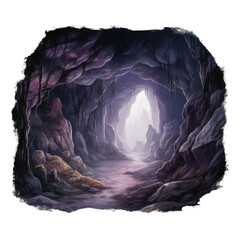 Fototapeta premium A cave opening with a path leading into a bright, distant area