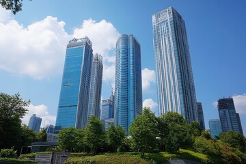 Obraz premium high rise buildings in office area , ai