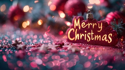 A festive display of glittering lights and decorations celebrating Christmas charm and warmth. Generative AI