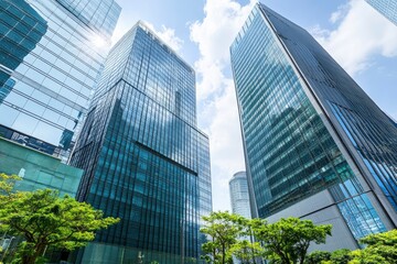 high rise buildings in office area , ai