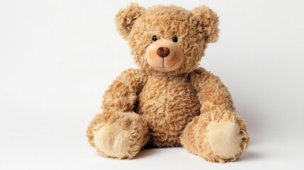 Obraz premium adorable plush teddy bear isolated on a pure white background exuding warmth and childhood nostalgia