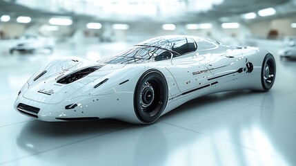 Artistic rendering of futuristic vehicle design showcasing sleek lines advanced aerodynamics and innovative materials