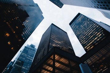 high rise buildings in office area , ai