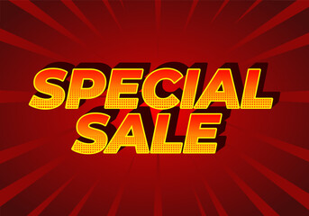 Special sale. Text effect for digital ad in 3D style