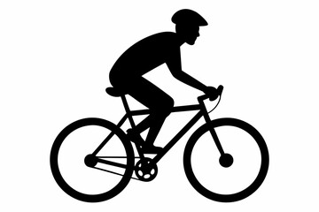 Fototapeta premium silhouette of man riding bicycle, man on bicycle silhouette vector illustration, bike silhouette 
