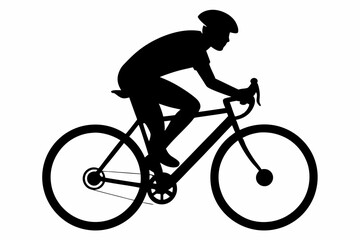silhouette of man riding bicycle, man on bicycle silhouette vector illustration, bike silhouette
