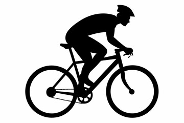 silhouette of man riding bicycle, man on bicycle silhouette vector illustration, bike silhouette
