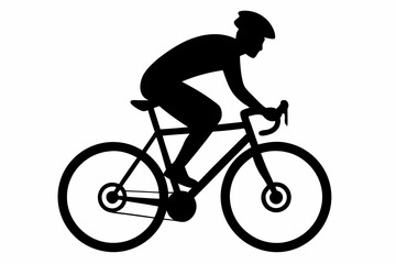 silhouette of man riding bicycle, man on bicycle silhouette vector illustration, bike silhouette
