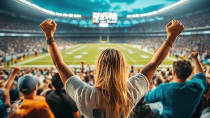 Enthusiastic Sports Fan Cheering at a Stadium Event