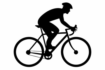 Obraz premium silhouette of man riding bicycle, man on bicycle silhouette vector illustration, bike silhouette 