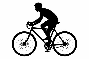 silhouette of man riding bicycle, man on bicycle silhouette vector illustration, bike silhouette
