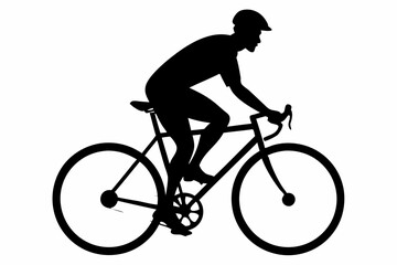 Fototapeta premium silhouette of man riding bicycle, man on bicycle silhouette vector illustration, bike silhouette 