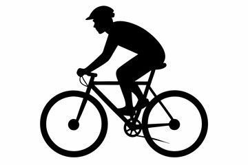 silhouette of man riding bicycle, man on bicycle silhouette vector illustration, bike silhouette
