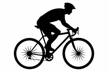 silhouette of man riding bicycle, man on bicycle silhouette vector illustration, bike silhouette
