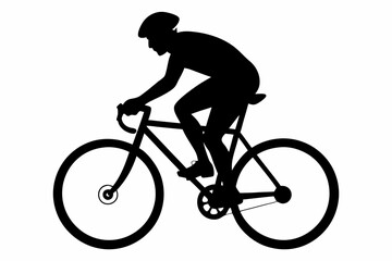 Obraz premium silhouette of man riding bicycle, man on bicycle silhouette vector illustration, bike silhouette 