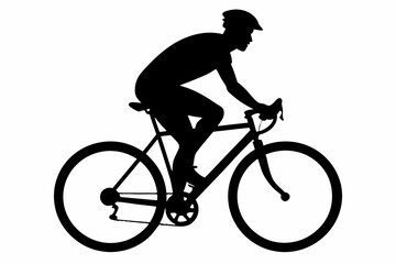 silhouette of man riding bicycle, man on bicycle silhouette vector illustration, bike silhouette
