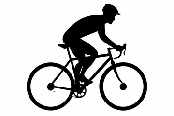 silhouette of man riding bicycle, man on bicycle silhouette vector illustration, bike silhouette
