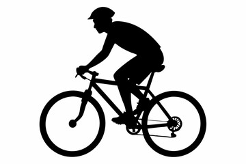 silhouette of man riding bicycle, man on bicycle silhouette vector illustration, bike silhouette
