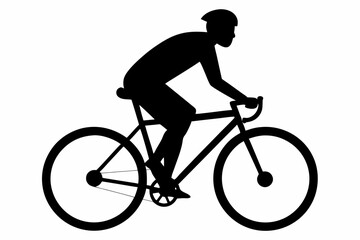 silhouette of man riding bicycle, man on bicycle silhouette vector illustration, bike silhouette

