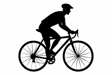 silhouette of man riding bicycle, man on bicycle silhouette vector illustration, bike silhouette
