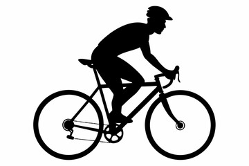 silhouette of man riding bicycle, man on bicycle silhouette vector illustration, bike silhouette
