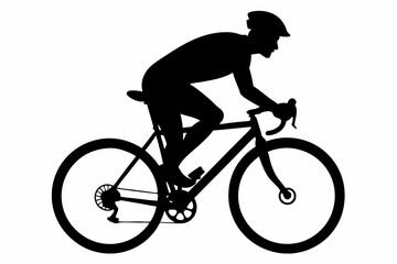 silhouette of man riding bicycle, man on bicycle silhouette vector illustration, bike silhouette
