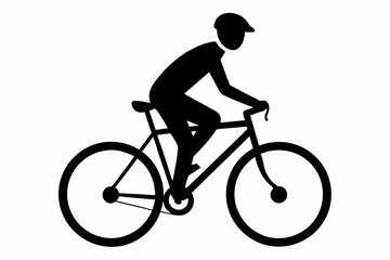 silhouette of man riding bicycle, man on bicycle silhouette vector illustration, bike silhouette
