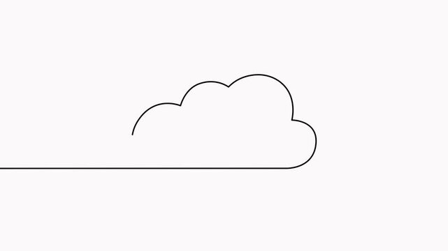 Cloud continuous one line drawn animation. Sky linear symbol animated video.